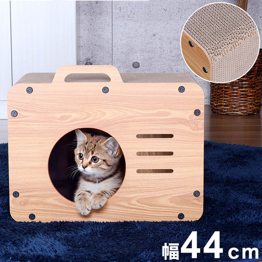 キャットハウス ライン 爪研ぎ つめとぎ 爪やすり ハウス ボックス ベッド 猫 おしゃれ シンプル 猫ハウス 猫ベッド 猫の家 隠れ家 組立式 省スペース 通気性 小窓付き 覗き窓 AFCH-11(代引不可)