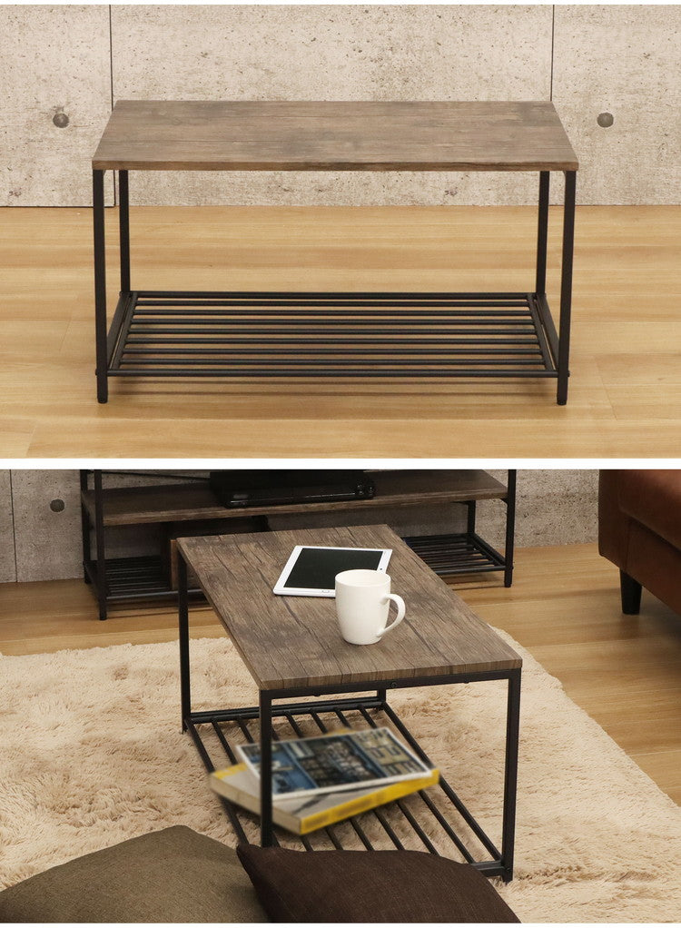 コーヒーテーブル 幅75cm バルネ 棚付き センターテーブル ローテーブル ソファテーブル シンプル スチール脚 テーブル(代引不可)