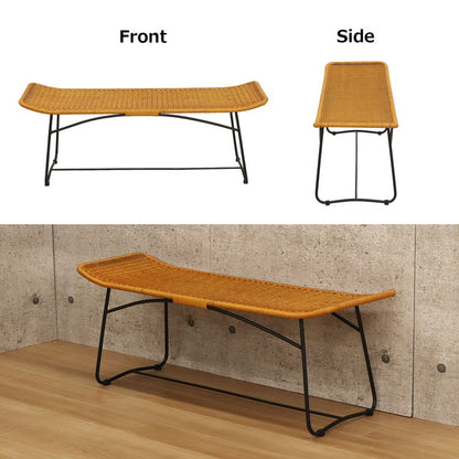 椅子 ラタン ベンチ ラタンベンチ 籐椅子 幅120 奥行39 高さ44.5cm 天然素材 柔軟性 丈夫 大人2人 軽量 コンパクト 耐久性 通気性 弾力性 脚キャップ付き(代引不可)