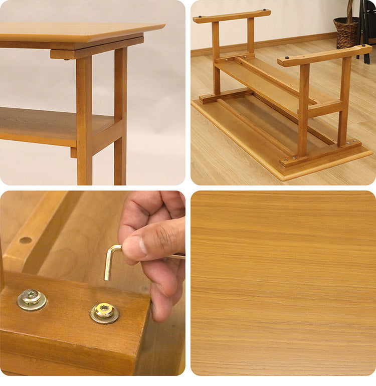 リビングテーブル 幅120 ラバーウッド 木目 センターテーブル ライトブラウン 幅120cm 2~4人掛け 高さ60cm ロータイプ テーブル ソファ 棚板 ウレタン塗装 リビング 座卓 作業台 アジャスター 組立品(代引不可)