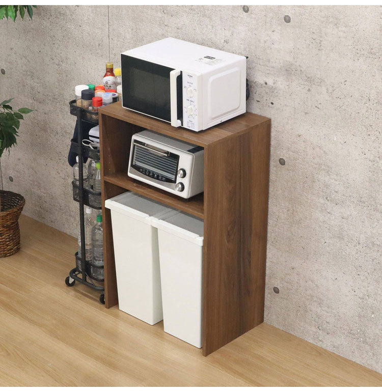 レンジ台 ゴミ箱 収納 ゴミ箱上ラック レンジラック ゴミ箱上収納 キッチンラック キッチン収納 棚 幅61.6cm 棚調節可能 ゴミ箱 木製 家電収納 家電 レンジ 大型レンジ対応 シンプル(代引不可)