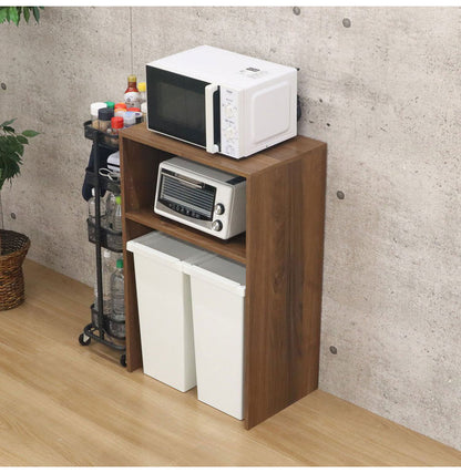 レンジ台 ゴミ箱 収納 ゴミ箱上ラック レンジラック ゴミ箱上収納 キッチンラック キッチン収納 棚 幅61.6cm 棚調節可能 ゴミ箱 木製 家電収納 家電 レンジ 大型レンジ対応 シンプル(代引不可)