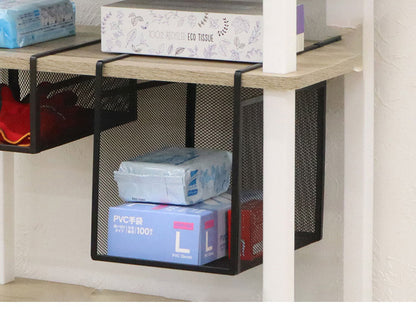 吊り式バスケット2個セット 幅19 奥行26.5 高さ24 吊り式バスケット 2個セット シンプル 組立不要 工具不要 スチール 粉体塗装 メッシュ ホワイト ブラック 完成品(代引不可)