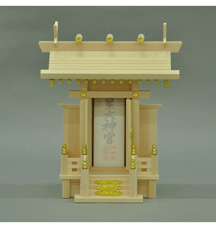 日本製 神棚 一社 中神明 国産 幅36 奥行き19 お札 神具 お参り 天然木 ヒノキ ひのき おふだ かみだな 神札 お彼岸 彼岸 木製 仏具(代引不可)