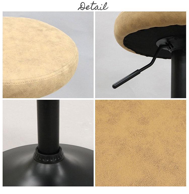 カウンターチェア背もたれなし 昇降 回転 ラウンドカウンターチェア ガス圧式 無段階調節 キッチンカウンター カフェ 360度回転 足置き アームレス 幅38.5 奥行38.5 高さ61.5~82.5 組立品(代引不可)