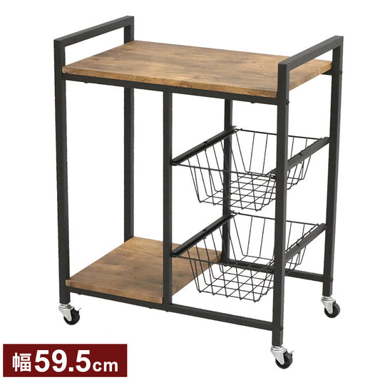 キッチンワゴン レンジラック レンジワゴン キッチンワゴン キャスター付き オープンラック 幅59.5 高さ70.5 コンパクト 収納 ストッカー おしゃれ ヴィンテージ アンティーク(代引不可)