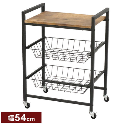 キッチンワゴン キッチンラック キャスター付き オープンラック 幅54 奥行き39.5 高さ70.5 三段 3段 収納 コンパクト スリム ヴィンテージ 北欧 アンティーク ストッカー(代引不可)