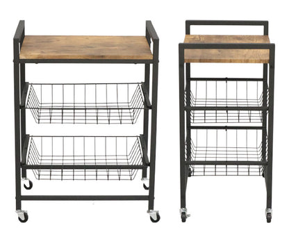 キッチンワゴン キッチンラック キャスター付き オープンラック 幅54 奥行き39.5 高さ70.5 三段 3段 収納 コンパクト スリム ヴィンテージ 北欧 アンティーク ストッカー(代引不可)