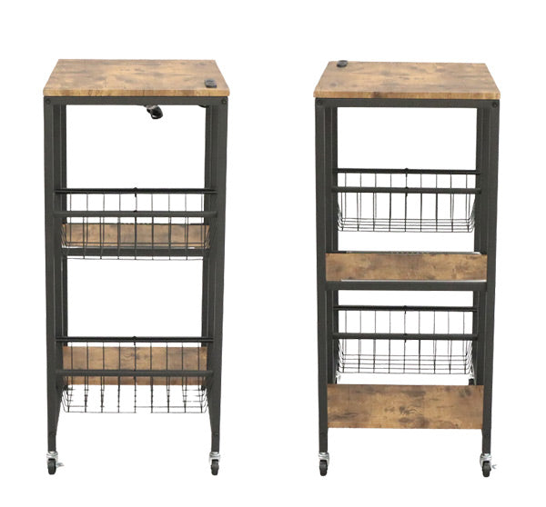キッチンラック キッチンワゴン 幅62 奥行き44 高さ91.3 オープンラック キャスター付き シェルフ ワゴン ストッカー 収納 おしゃれ 北欧 アンティーク ヴィンテージ コンパクト(代引不可)