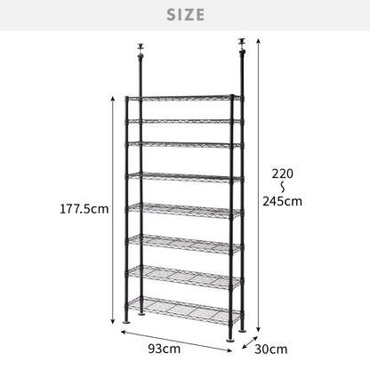 ネーロ 突っ張りラック スチールラック 幅90 奥行き30 8段 オープンラック 大容量 ラック スチール 収納 ヴィンテージ おしゃれ スリム ワイド コンパクト 薄型 棚 つっぱり棚 ツッパリ棚 壁面収納(代引不可)
