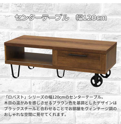 センターテーブル テーブル リビングテーブル コーヒーテーブル 机 テーブル 幅120 ブラウン スライド扉 ヴィンテージ インダストリアル ミッドセンチュリー(代引不可)