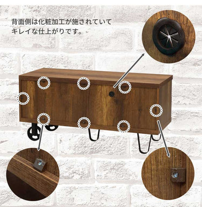 テレビ台 幅120 TV台 テレビボード TVボード AVボード tv台 オーディオボード ヴィンテージ インダストリアル ミッドセンチュリー 引出し オープン棚 車輪付(代引不可)