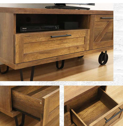 テレビ台 幅120 TV台 テレビボード TVボード AVボード tv台 オーディオボード ヴィンテージ インダストリアル ミッドセンチュリー 引出し オープン棚 車輪付(代引不可)