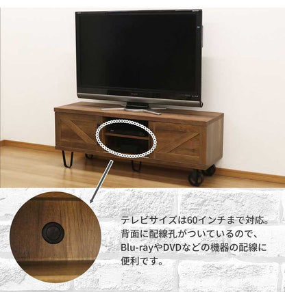 テレビ台 幅150 TV台 テレビボード TVボード AVボード tv台 オーディオボード ヴィンテージ インダストリアル ミッドセンチュリー オープン棚 スライドドア 車輪付(代引不可)