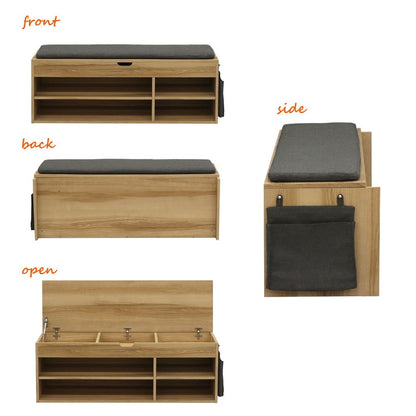 ルント ベンチ 収納ベンチ 小物収納 ポケット付き 耐荷重80kg 収納家具 リビング収納 ラック キャビネット インテリア 収納 収納棚 リビング ダイニング 棚 収納スツール チェア いす(代引不可)