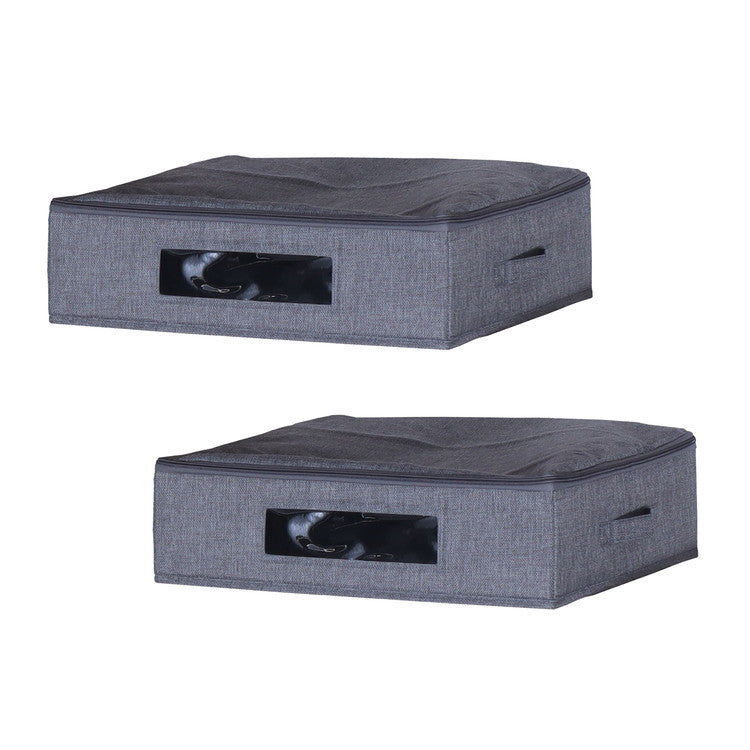 収納ケース ベッド下収納 収納ボックス フタ付き ファスナー付き 幅46 奥行38 高さ13cm すきま収納 インナーボックス 折りたたみ 省スペース クローゼット 押入れ 衣装ケース 2個セット BS-01-2(代引不可)