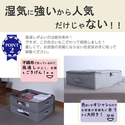 収納ケース ベッド下収納 収納ボックス フタ付き ファスナー付き 幅46 奥行38 高さ13cm すきま収納 インナーボックス 折りたたみ 省スペース クローゼット 押入れ 衣装ケース 2個セット BS-01-2(代引不可)