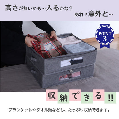 収納ケース ベッド下収納 収納ボックス フタ付き ファスナー付き 幅46 奥行38 高さ13cm すきま収納 インナーボックス 折りたたみ 省スペース クローゼット 押入れ 衣装ケース 2個セット BS-01-2(代引不可)