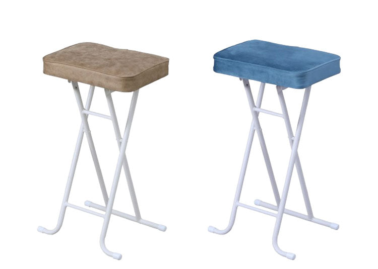 折りたたみスツール ハイタイプ 座厚 座面高さ63.5cm チェア ハイチェア リビング 椅子 いす スツール スチール コンパクト シンプル ブルー ライトブラウン 完成品 YSHS-17 YSHS-18(代引不可)