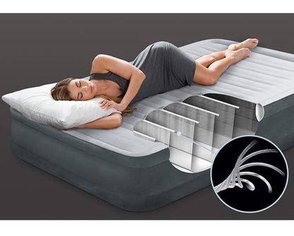 INTEX コンフォートプラッシュ ミッドライズ エアーベッド 67767JB FULL ダブル ベッド ベロア調 体圧分散 ポンプ内蔵 電動エアーベッド【正規販売店】