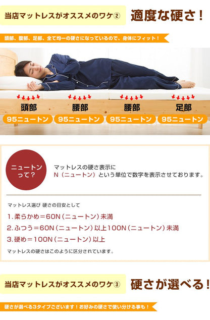 マットレス 日本製 四つ折り ウレタン 厚さ5cm シングル 軽量 95N かたさ普通 寝具 ベッド 新生活 国産 95ニュートン ふつう 中反発 圧縮梱包 コンパクト 収納 便利 4つ折り (代引不可)