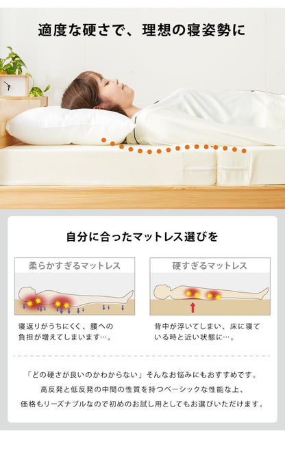 日本製 三つ折り マットレス シングルサイズ 三つ折り ウレタン 国産 軽量 厚さ10cm 95ニュートン かたさふつう 中反発(代引不可)
