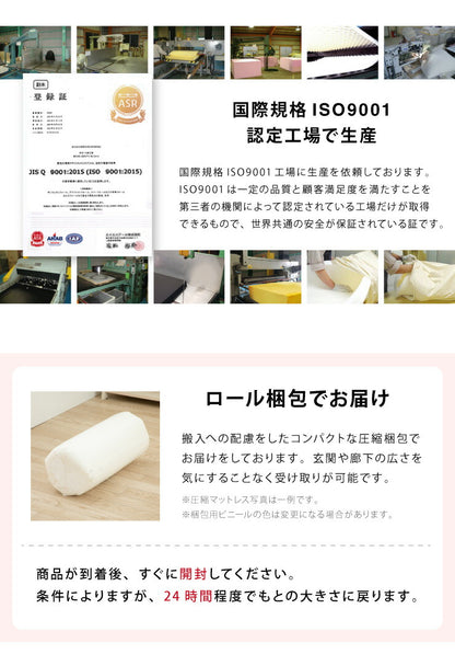 日本製 三つ折り マットレス シングルサイズ 三つ折り ウレタン 国産 軽量 厚さ10cm 95ニュートン かたさふつう 中反発(代引不可)