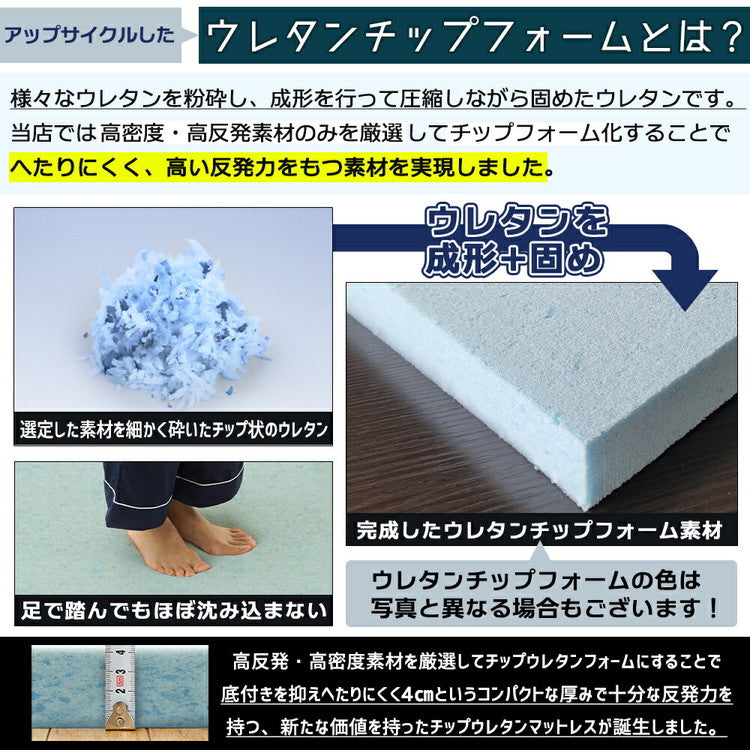 マットレス 日本製 シングル 高密度 チップ マットレス 220N 高反発 硬め 体圧分散 寝返り ウレタン トッパー 80D 国産 オーバーレイ 一枚もの コンパクト マットレストッパー(代引不可)