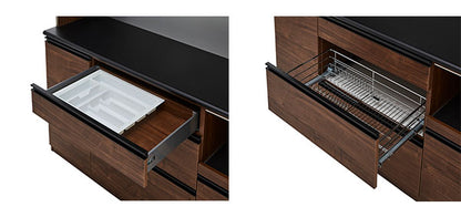 食器棚 カップボード 幅160cm 奥行48cm 高さ198cm キッチンボード ダイニングボード 160cm モダン ハイグロス ホワイト 木目 ディッシュスタンド 160cm幅 食器家電収納棚(代引不可)