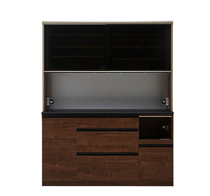 食器棚 カップボード 幅160cm 奥行48cm 高さ198cm キッチンボード ダイニングボード 160cm モダン ハイグロス ホワイト 木目 ディッシュスタンド 160cm幅 食器家電収納棚(代引不可)