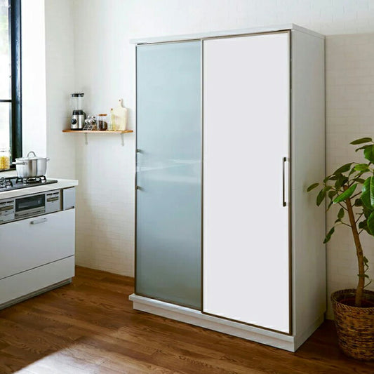 食器棚 片面スライドガラス扉タイプ モイス付き 幅122cm 高さ195cm 奥行55cm 【大川家具 国産 日本製 開梱設置無料】キッチン収納 ダイニング収納 食器棚 (代引不可)