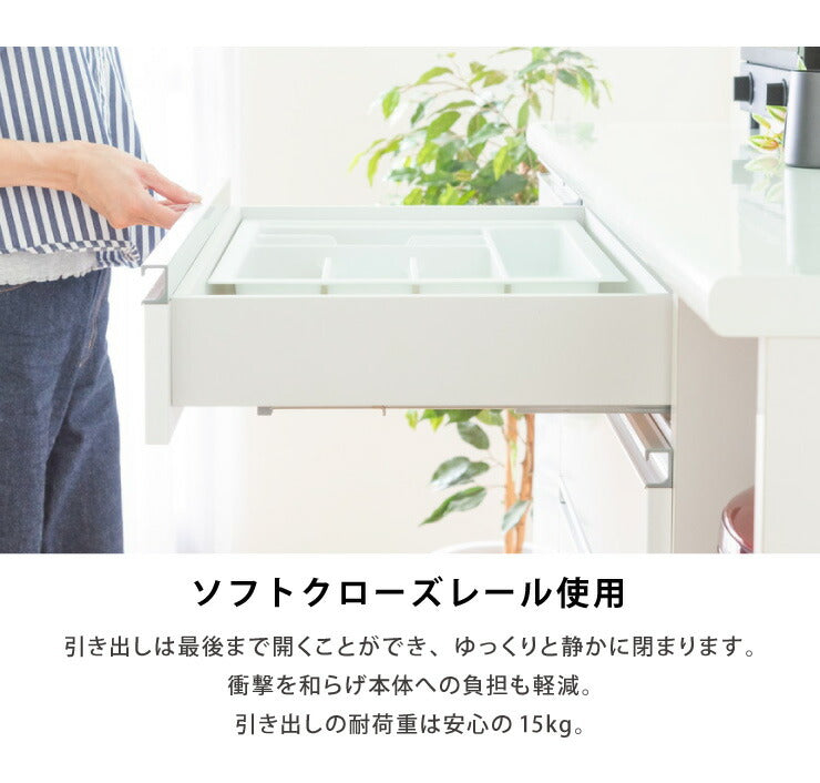 キッチンカウンター 食器棚 幅140cm 高さ100cm モイス付き 【大川家具