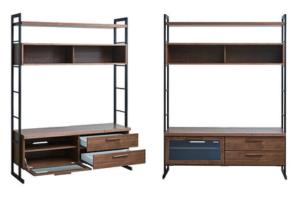 テレビボード テレビ台 幅145cm 飾り棚 木目調 収納 大容量収納 新生活 壁面収納 リビング 壁面 配線 省スペース ブラウン ナチュラル(代引不可)