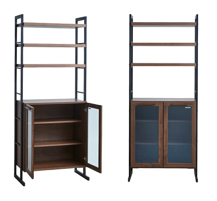 シェルフ 幅81cm 飾り棚 木目調 収納 大容量収納 新生活 壁面収納 リビング 壁面 配線 省スペース ブラウン ナチュラル(代引不可)