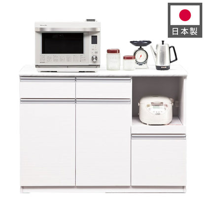 キッチンカウンター 120 間仕切り 石目調天板 完成品 幅120cm 木目 コンセント付き キッチン 収納 ナチュラル 食器棚 テーブル レンジ台 レンジラック 食器棚(代引不可)