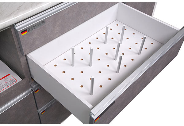 食器棚 キッチンボード 幅110cm 奥行48cm 高さ198cm カップボード ダイニングボード 110cm セラミック調 グレー 110cm幅 食器家電収納棚 レンジ台 コンセント付 キッチン(代引不可)