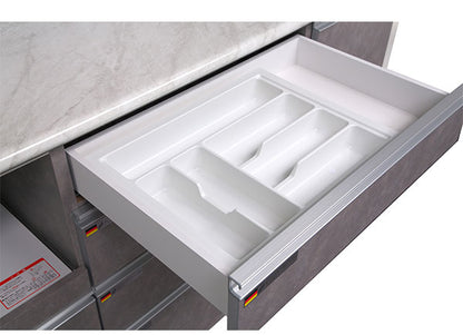 食器棚 キッチンボード 幅150cm 奥行48cm 高さ198cm カップボード ダイニングボード 150cm セラミック調 グレー 150cm幅 食器家電収納棚 レンジ台 コンセント付 キッチン(代引不可)