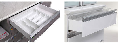 食器棚 レンジ台 キッチンボード 幅120cm 奥行48cm 高さ201.5cm カップボード ダイニングボード 120cm セラミック調 ブラウン ダストボックス収納 120cm幅 食器家電収納棚(代引不可)