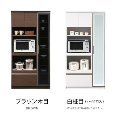 食器棚 幅90 高さ180 モイス加工 国産 完成品 大川家具 ガラス 開梱設置無料 大容量 キッチン収納 収納 キッチンボード ダイニング オーク 鏡面ホワイト ブラウン グレー インテリア ジャパンディ(代引不可)