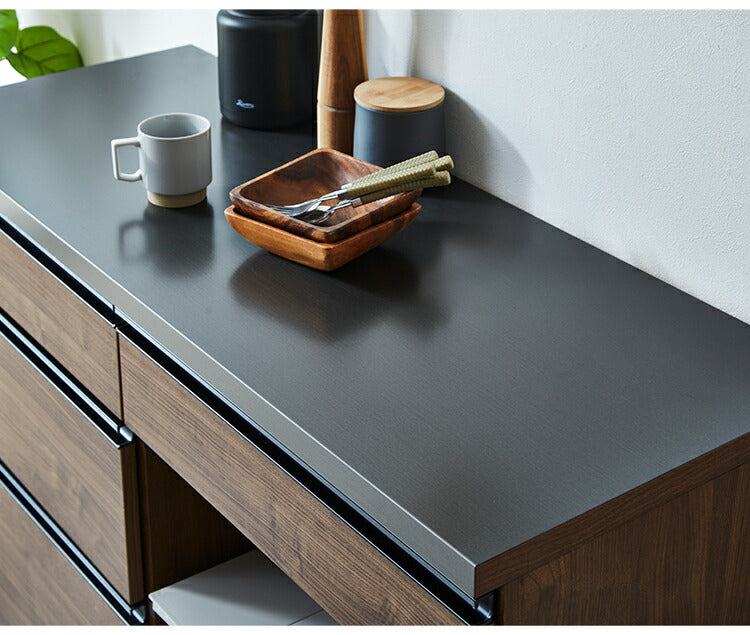 キッチンカウンター 120cm幅 食器収納 引き出し 大容量 家電収納 ブラウン ナチュラル 木目調 壁面 カウンター 新生活 キッチン収納 ゴミ箱収納 食器ダストボックス収納カウンター(代引不可)