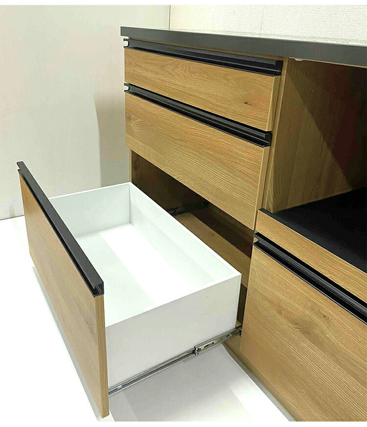 キッチンカウンター 120cm幅 食器収納 引き出し 大容量 家電収納 ブラウン ナチュラル 木目調 壁面 カウンター 新生活 キッチン収納 ゴミ箱収納 食器ダストボックス収納カウンター(代引不可)