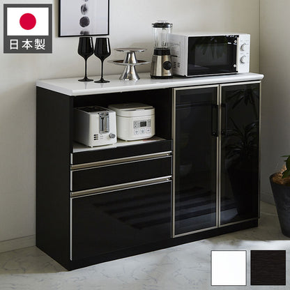 キッチンカウンター 120 間仕切り 完成品 幅120cm 木目 コンセント付き キッチン 収納 ホワイト ブラック 食器棚 テーブル レンジ台 レンジラック 食器棚(代引不可)