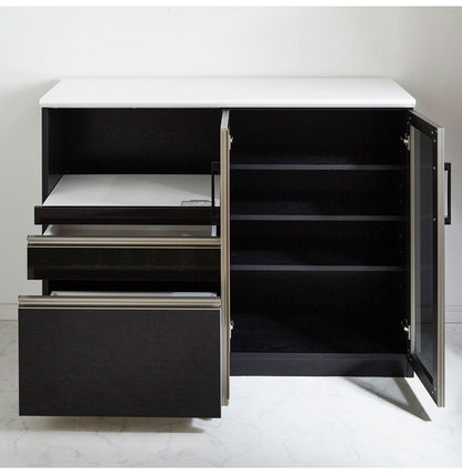 キッチンカウンター 120 間仕切り 完成品 幅120cm 木目 コンセント付き キッチン 収納 ホワイト ブラック 食器棚 テーブル レンジ台 レンジラック 食器棚(代引不可)