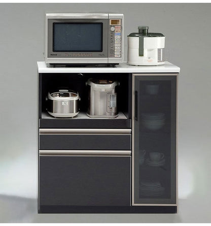 キッチンカウンター 90 間仕切り 完成品 幅90cm 木目 コンセント付き キッチン 収納 ホワイト ブラック 食器棚 テーブル レンジ台 レンジラック 食器棚(代引不可)