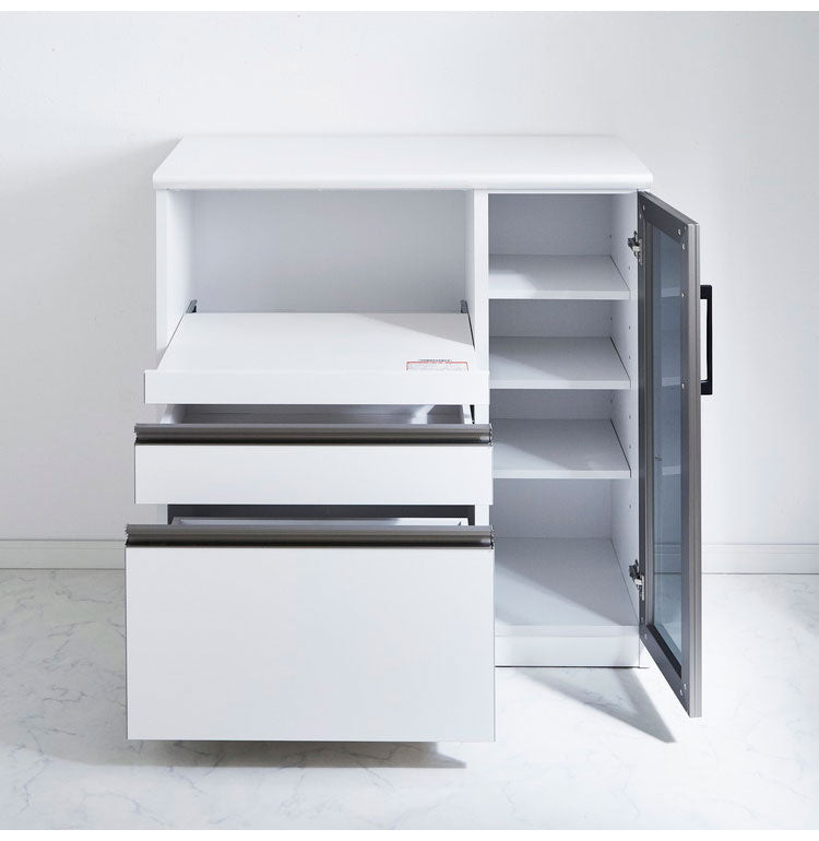 キッチンカウンター 90 間仕切り 完成品 幅90cm 木目 コンセント付き キッチン 収納 ホワイト ブラック 食器棚 テーブル レンジ台 レンジラック 食器棚(代引不可)