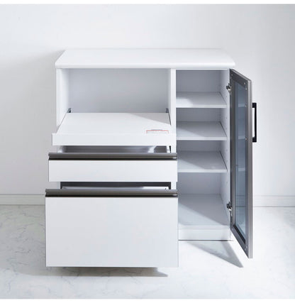 キッチンカウンター 90 間仕切り 完成品 幅90cm 木目 コンセント付き キッチン 収納 ホワイト ブラック 食器棚 テーブル レンジ台 レンジラック 食器棚(代引不可)