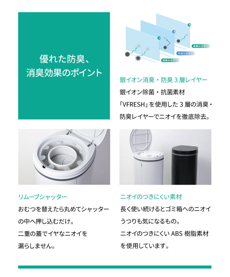 おむつ処理用ゴミ袋 詰替レフィル 6個入り 消臭おむつゴミ箱用 詰替カセット 臭わない 防臭 消臭 抗菌 約40回分×6個入り DEO・PAIL デオペール (代引不可)