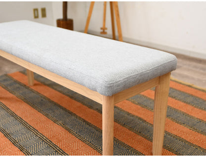 ベンチ 2人掛け 幅110cm 座面高43cm ファブリック座面 食卓椅子 北欧風 ナチュラル 椅子 ダイニングチェア ダイニングベンチ チェア イス 天然木 ファブリック(代引不可)