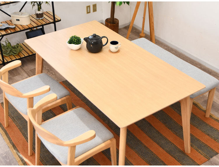 ダイニングテーブル 幅150cm 奥行80cm 高さ70cm 木製 北欧風 ナチュラル アジャスター付き テーブル 食卓 ダイニング リビング 天然木 オーク(代引不可)