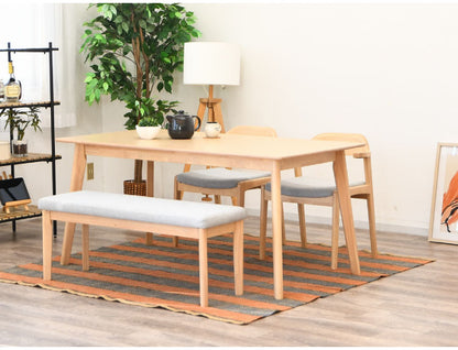 ダイニングテーブル 幅150cm 奥行80cm 高さ70cm 木製 北欧風 ナチュラル アジャスター付き テーブル 食卓 ダイニング リビング 天然木 オーク(代引不可)